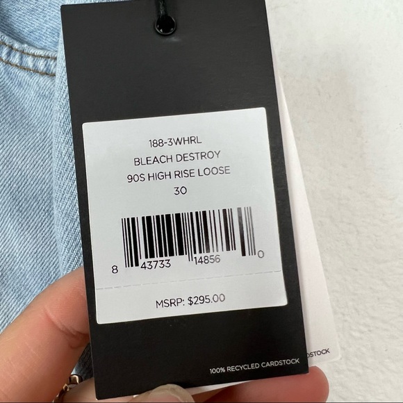 Re/Done 90s High Rise Loose Jeans Bleach Destroy Light Wash Denim Size 30 NWT - Picture 11 of 13